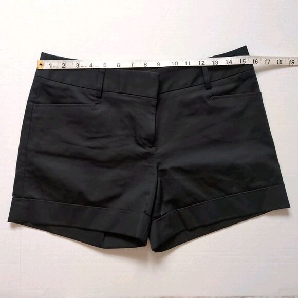 Express Chino Cuffed Shorts Womens 4 Black Flat Front Stretch Pockets Preppy - Picture 8 of 11